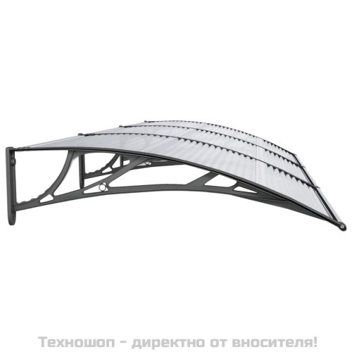 Навес за врата, черен, 300x100 см, поликарбонат