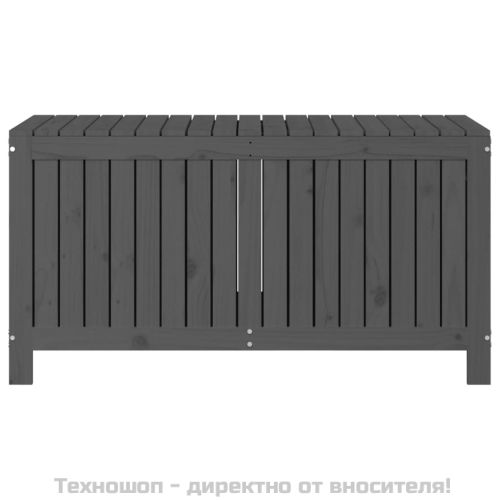 Кутия за съхранение, сива, 121x55x64 см, борово дърво масив