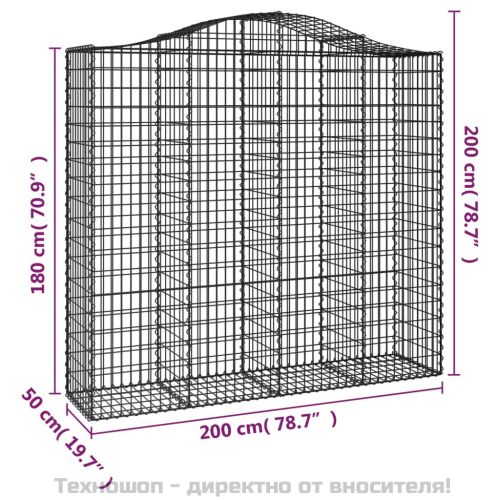 Дъговидна габионна кошница 200x50x180/200 см поцинковано желязо