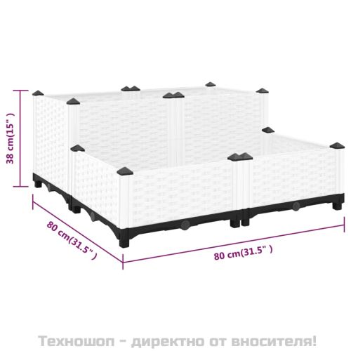 Повдигната леха, 80x80x38 см, полипропилен