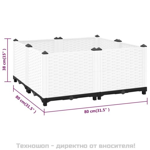 Повдигната леха, 80x80x38 см, полипропилен