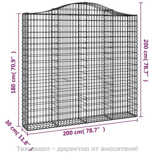 Дъговидна габионна кошница 200x30x180/200 см поцинковано желязо