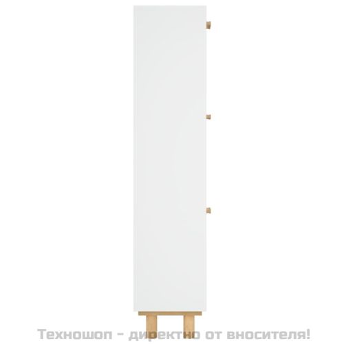 Шкаф за обувки, бял, 52x25x115 см, инженерно дърво и ратан