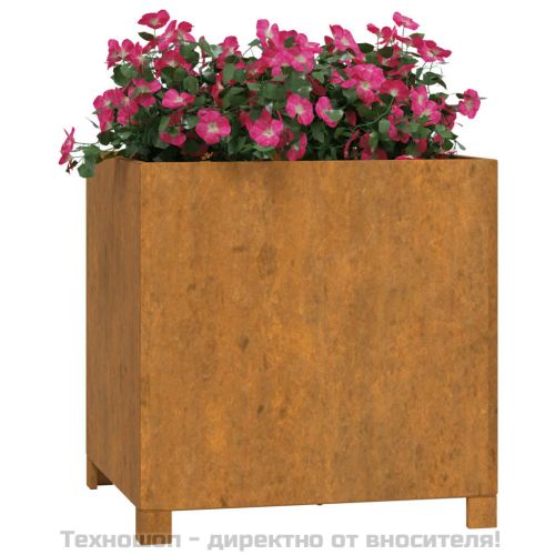 Кашпи с крака, 2 бр, ръждиво, 50x50x50 см, кортенова стомана