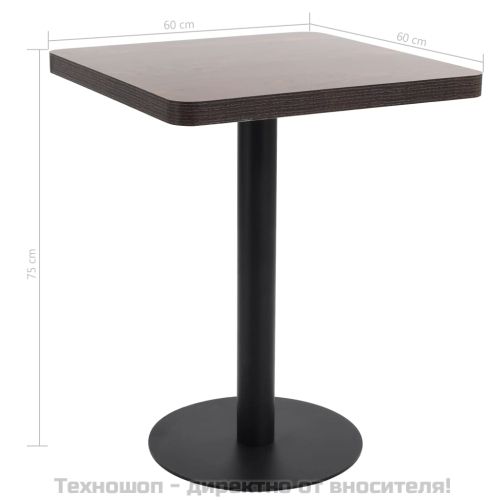 Бистро маса, тъмнокафява, 60x60 см, МДФ
