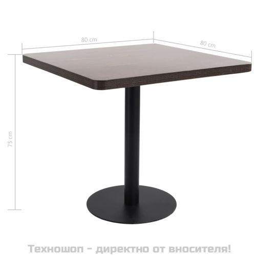 Бистро маса, тъмнокафява, 80x80 см, МДФ
