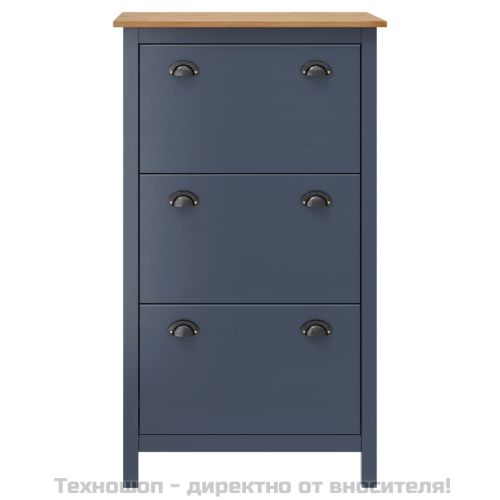 Шкаф за обувки Hill сив 72x35x124 см борово дърво масив
