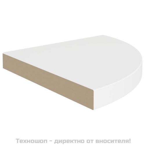 Плаващ ъглов рафт, бял, 35x35x3,8 см, MDF