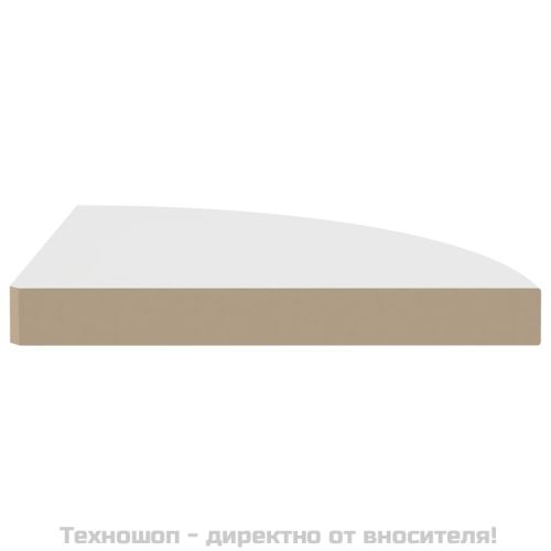 Плаващ ъглов рафт, бял, 35x35x3,8 см, MDF