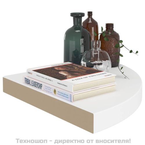 Плаващ ъглов рафт, бял, 35x35x3,8 см, MDF