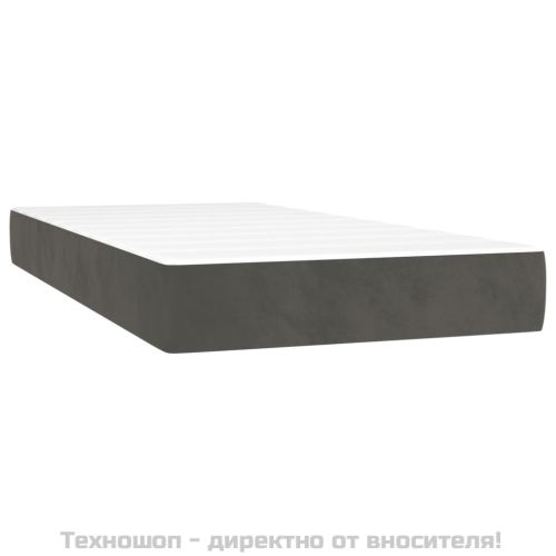 Боксспринг легло с матрак, тъмносиво, 100x200 см, кадифе