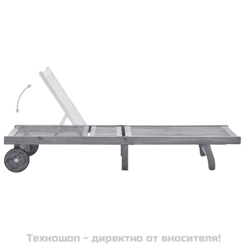 Градински шезлонг с шалте, сив, акациево дърво масив