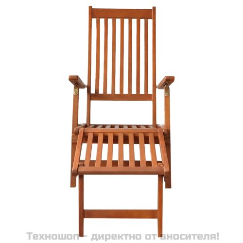 Градински шезлонг подложка за крака и възглавница акация масив