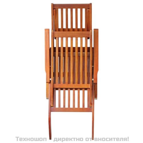 Градински шезлонг подложка за крака и възглавница акация масив