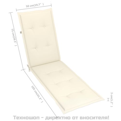 Градински шезлонг подложка за крака и възглавница акация масив