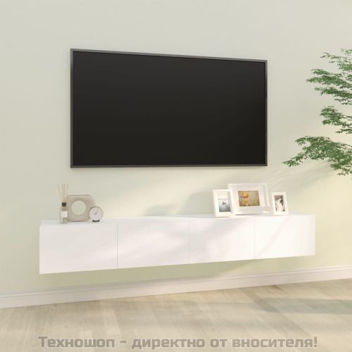 Стенни ТВ шкафове, 2 бр, бели 100x30x30 см, инженерно дърво