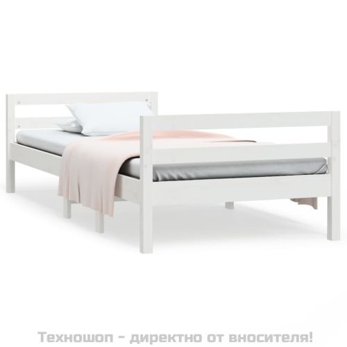 Рамка за легло без матрак, бял, 90x190 см, борово дърво масив