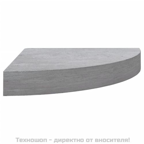 Стенен ъглов рафт, бетонно сиво, 25x25x3,8 см, МДФ