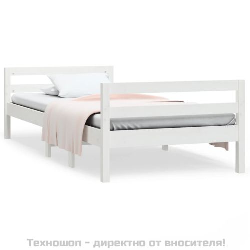 Рамка за легло без матрак, бял, 75x190 см, борово дърво масив