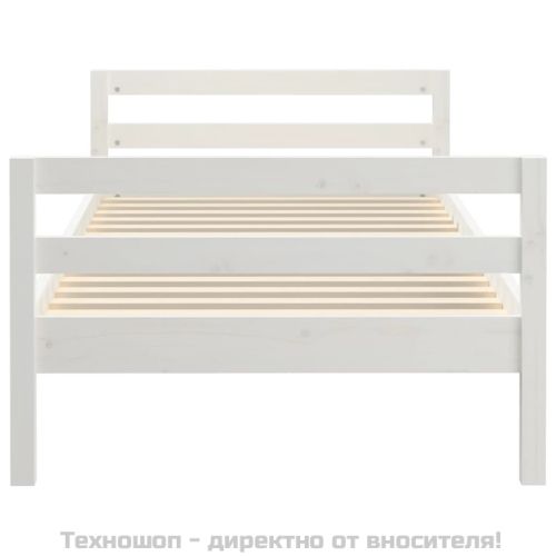 Рамка за легло без матрак, бял, 75x190 см, борово дърво масив