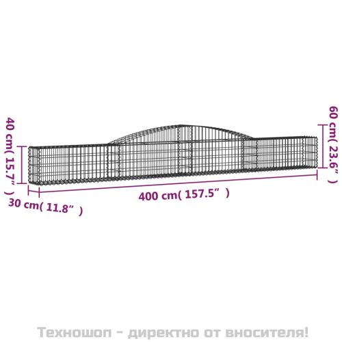 Габионни кошници арка 3 бр 400x30x40/60 см поцинковано желязо
