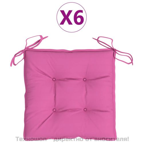 Възглавници за столове 6 бр розови 50x50x7 см Оксфорд плат