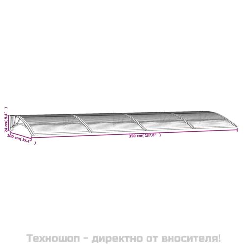 Сенник за врата, сив, 350x100 см, поликарбонат