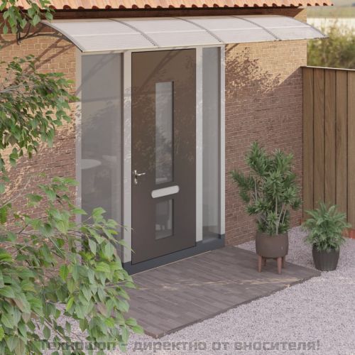 Сенник за врата, сив, 400x100 см, поликарбонат