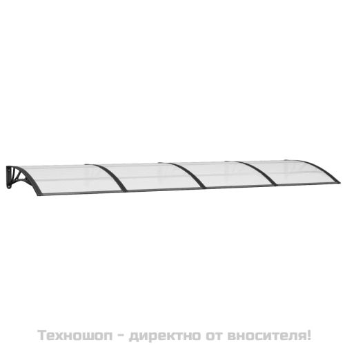 Навес за врата, черен, 350x100 см, поликарбонат