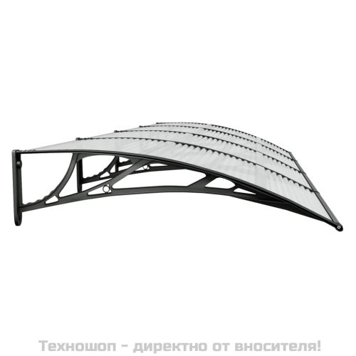 Навес за врата, черен, 350x100 см, поликарбонат