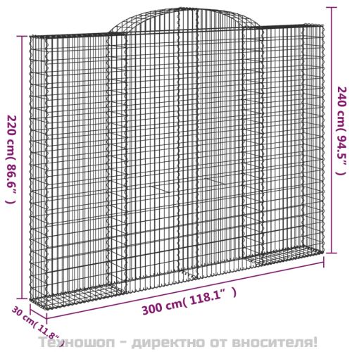 Дъговидна габионна кошница 300x30x220/240 см поцинковано желязо