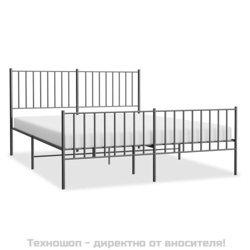 Метална рамка за легло с горна и долна табла, черна, 140x200 см