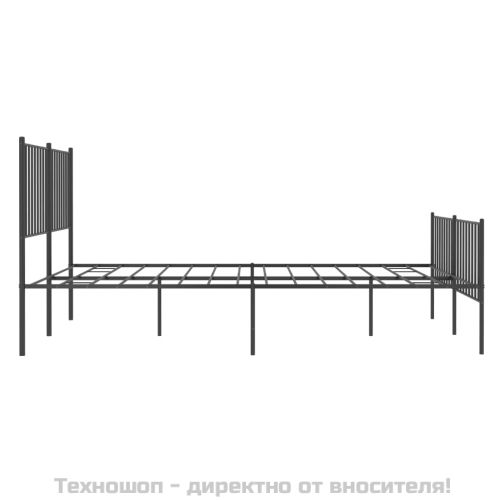 Метална рамка за легло с горна и долна табла, черна, 140x200 см