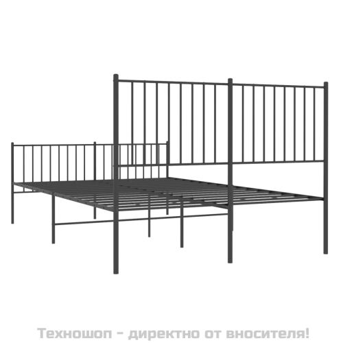 Метална рамка за легло с горна и долна табла, черна, 140x200 см