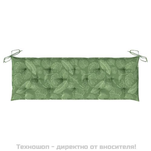 Възглавница за градинска пейка с листа 150x50x7 см оксфорд плат