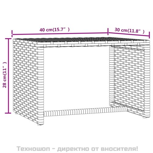 Шезлонг 1 бр с маса сив полиратан