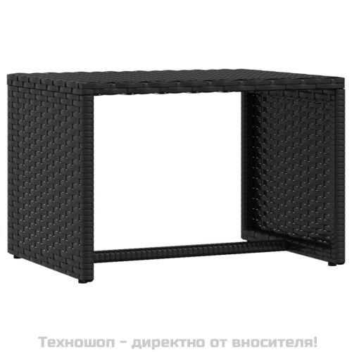 Шезлонг 1 бр с маса черен полиратан