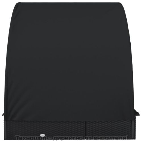 2-местен шезлонг с объл покрив, черен, 211x112x140 см полиратан