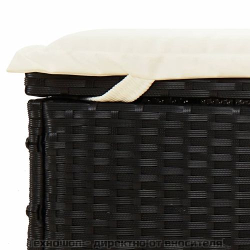 2-местен шезлонг с объл покрив черен 211x112x140 см полиратан