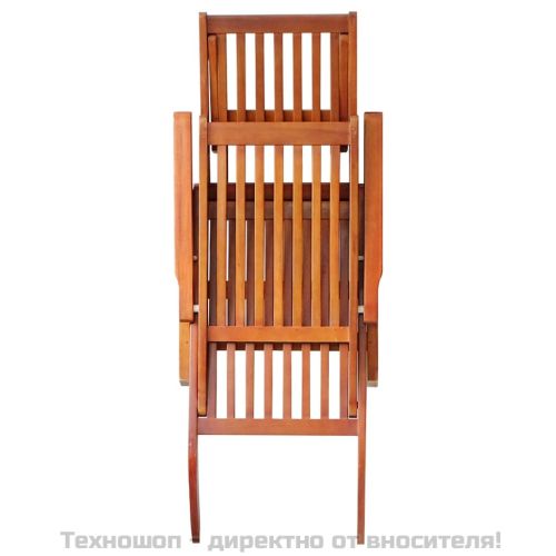 Градински шезлонг, подложка за крака, възглавница, акация масив