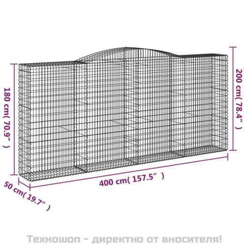 Дъговидна габионна кошница 400x50x180/200 см поцинковано желязо