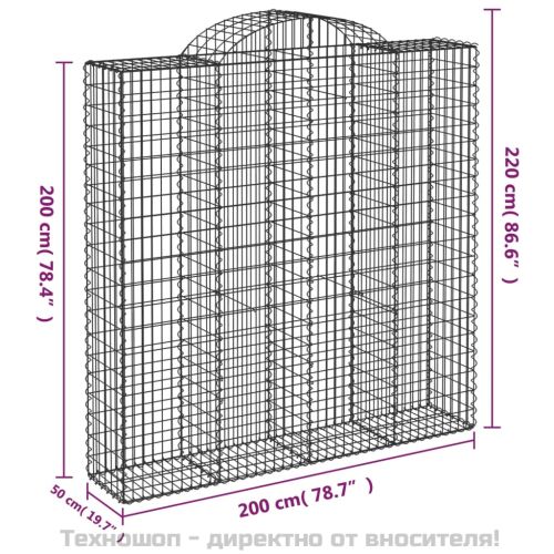 Дъговидна габионна кошница 200x50x200/220 см поцинковано желязо