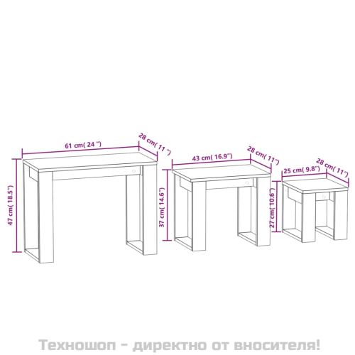 Стифиращи маси, 3 бр, сонома дъб, инженерно дърво