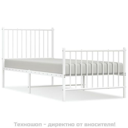 Метална рамка за легло с горна и долна табла, бяла, 80x200 см