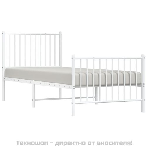 Метална рамка за легло с горна и долна табла, бяла, 80x200 см