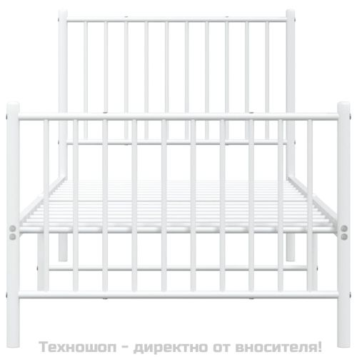 Метална рамка за легло с горна и долна табла, бяла, 80x200 см