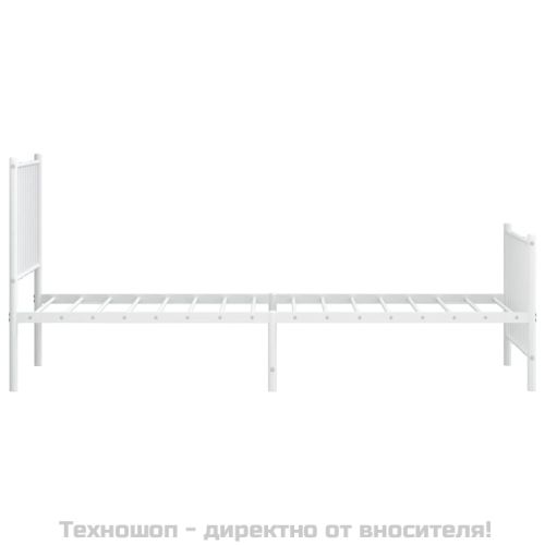 Метална рамка за легло с горна и долна табла, бяла, 80x200 см