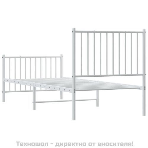 Метална рамка за легло с горна и долна табла, бяла, 80x200 см