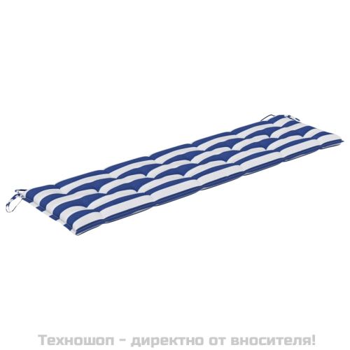Възглавница за пейка синьо и бяло райе 180x50x7 см оксфорд плат