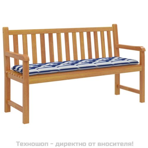Възглавница за пейка синьо и бяло райе 180x50x7 см оксфорд плат